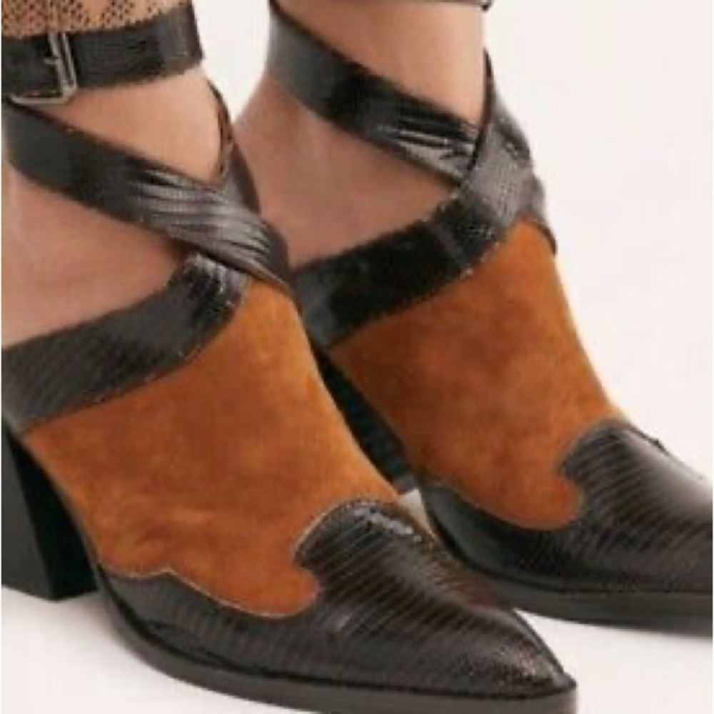 Free People Western Ankle Wrap Mules